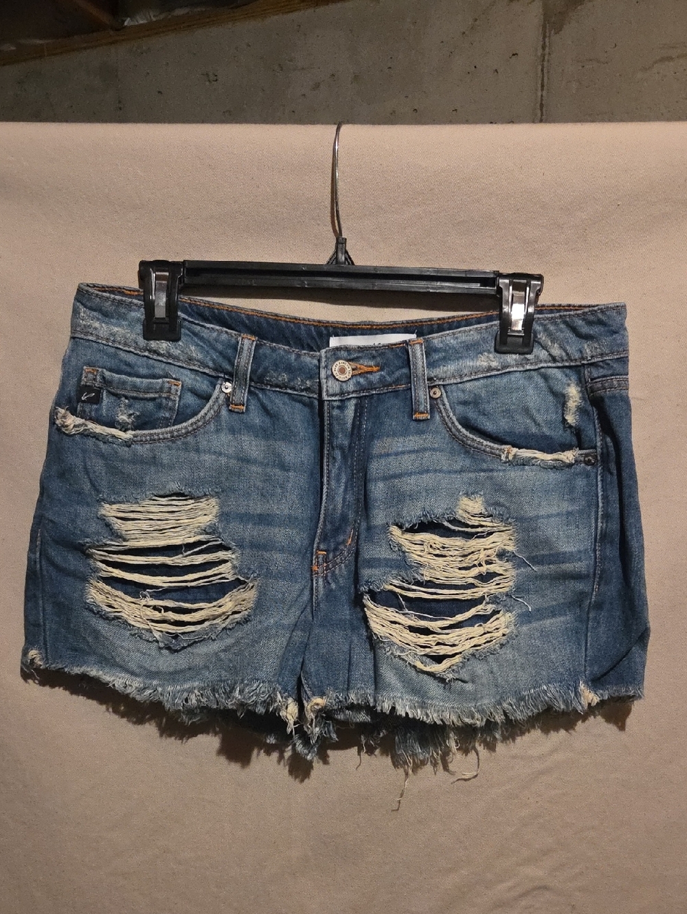 KanCan Ripped Light Blue Denim Shorts